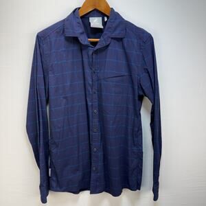 Mammut Mens Mountain Shirt Size M Long Sleeve Button Up Blue Check Hiking UFP 50